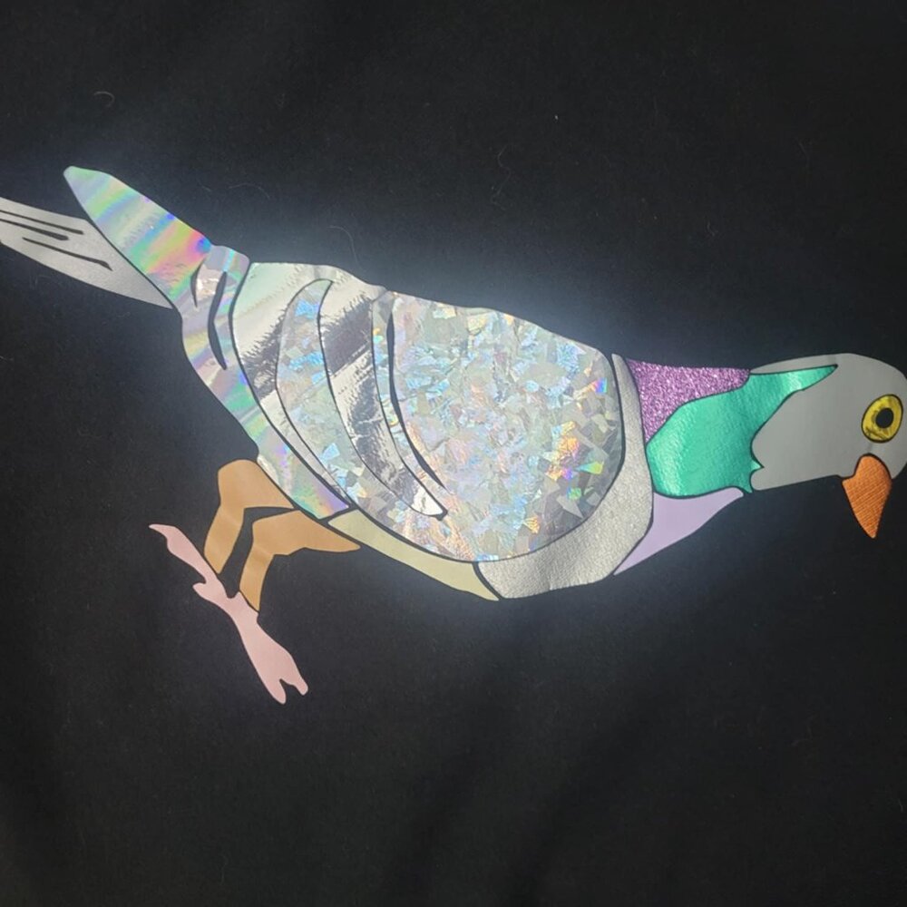 LB2 Montreal Holographic Pigeon Unique Cropped Sweater - Size Large - Picture 5 of 8